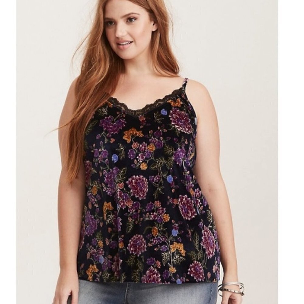 Torrid Floral Print Velvet Cami 2X